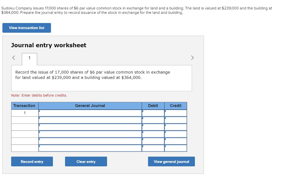 Solved Sudoku Company Issues 17 000 Shares Of 6 Par Value Chegg