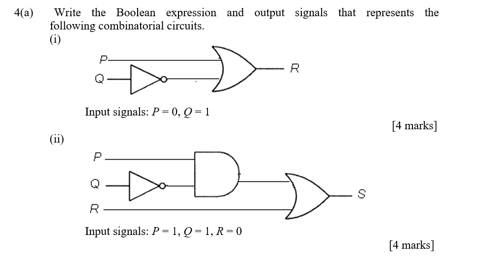Solved 4(a) Write the Boolean expression and output signals | Chegg.com