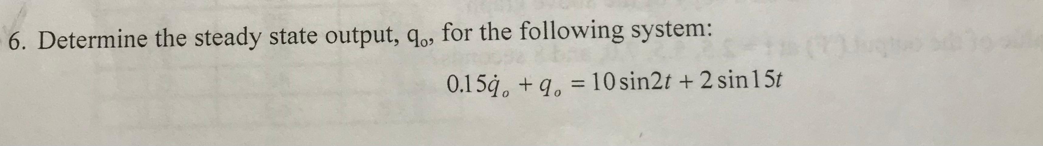 Solved 6. Determine the steady state output, q., for the | Chegg.com