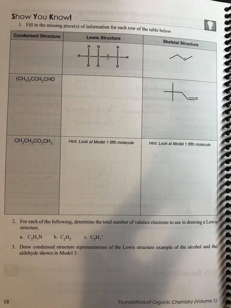 Solved Show You Know 1. Fill in the missing piece s of Chegg