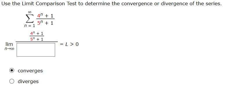 Solved Use the Limit Comparison Test to determine the | Chegg.com