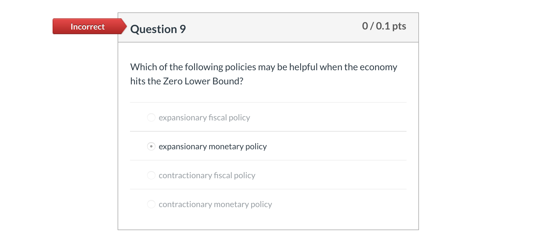 Solved Incorrect Question 9 0/0.1 pts Which of the following | Chegg.com