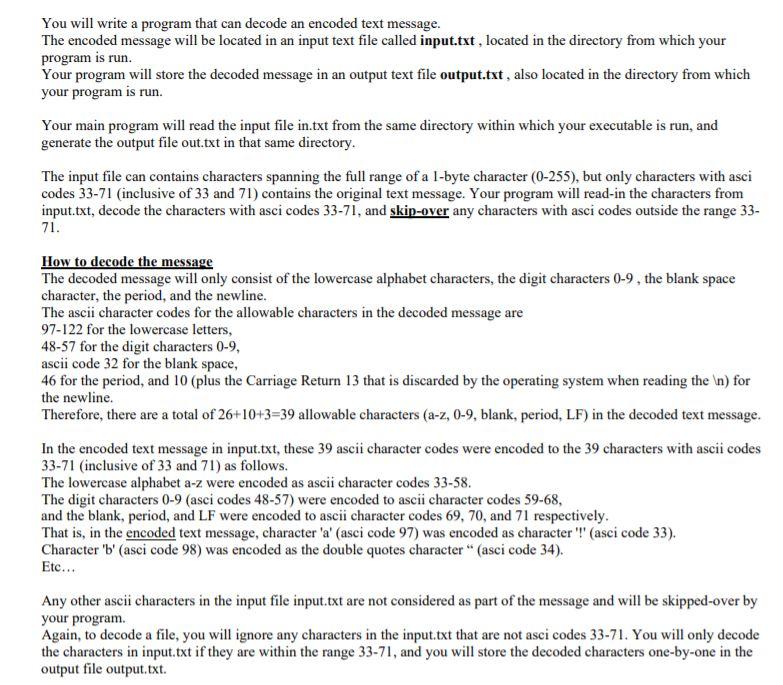 solved-you-will-write-a-program-that-can-decode-an-encoded-chegg