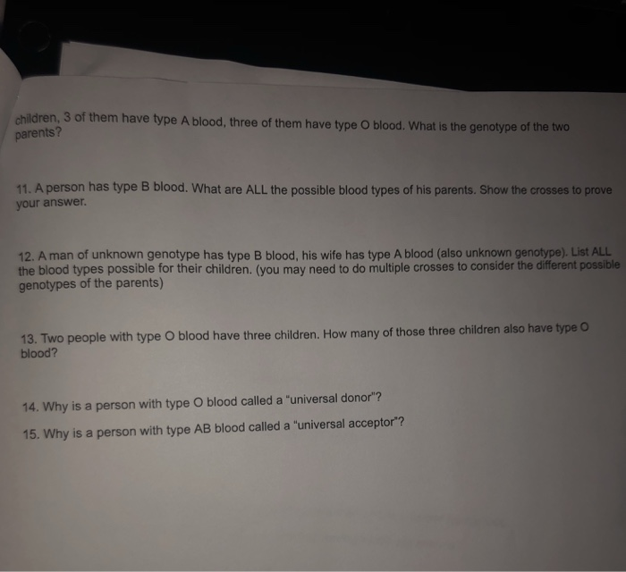 Solved 9. A person with type B blood (genotype BO) has | Chegg.com