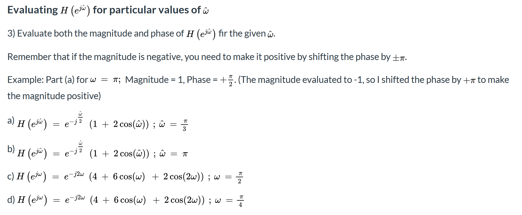 Solved Evaluating H Exw For Particular Values Of U 3 E Chegg Com