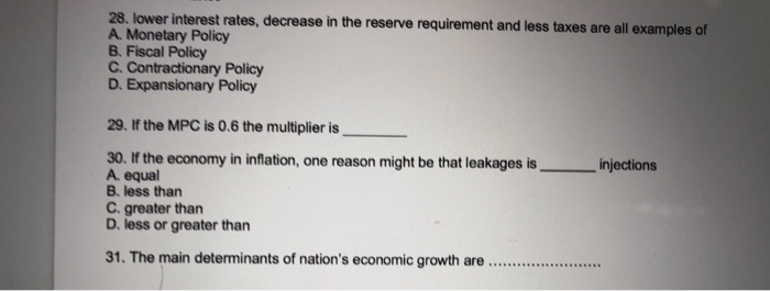 Solved interest rates, decrease in the reserve requirement | Chegg.com