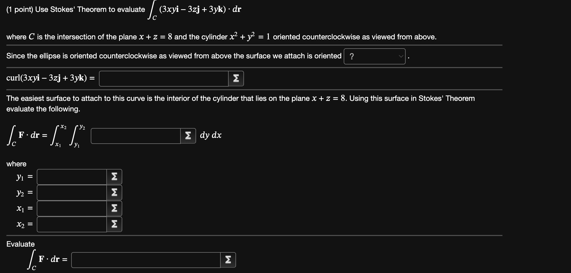 Solved 1 Point Use Stokes Theorem To Evaluate