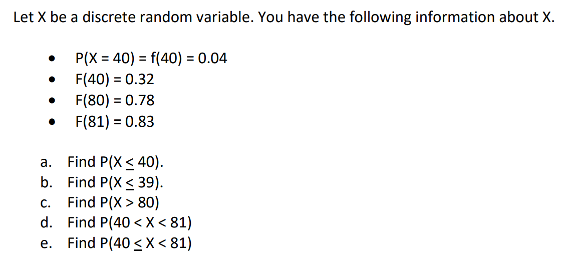 Solved Let X Be A Discrete Random Variable. You Have The | Chegg.com