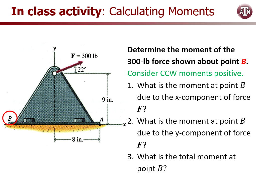 Solved In Class Activity: Calculating Moments Determine The | Chegg.com