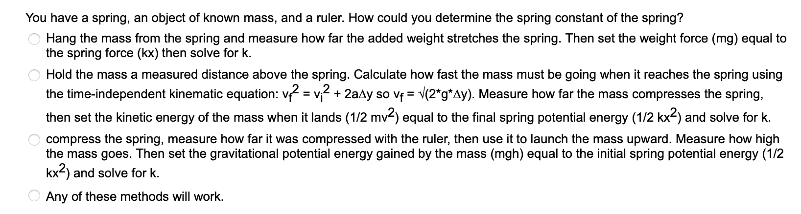Solved You have a spring, an object of known mass, and a | Chegg.com