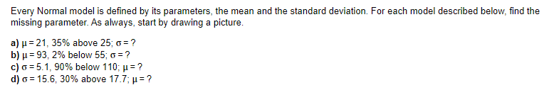 Solved Every Normal model is defined by its parameters, the | Chegg.com