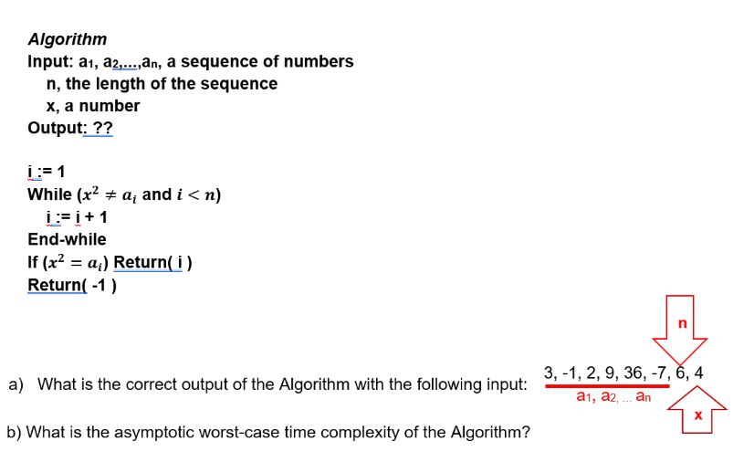 Solved Algorithnm Input: a1, a2,...,an, a sequence of | Chegg.com
