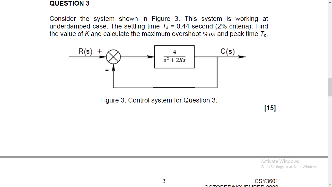 Solved QUESTION 3 Consider the system shown in Figure 3. | Chegg.com