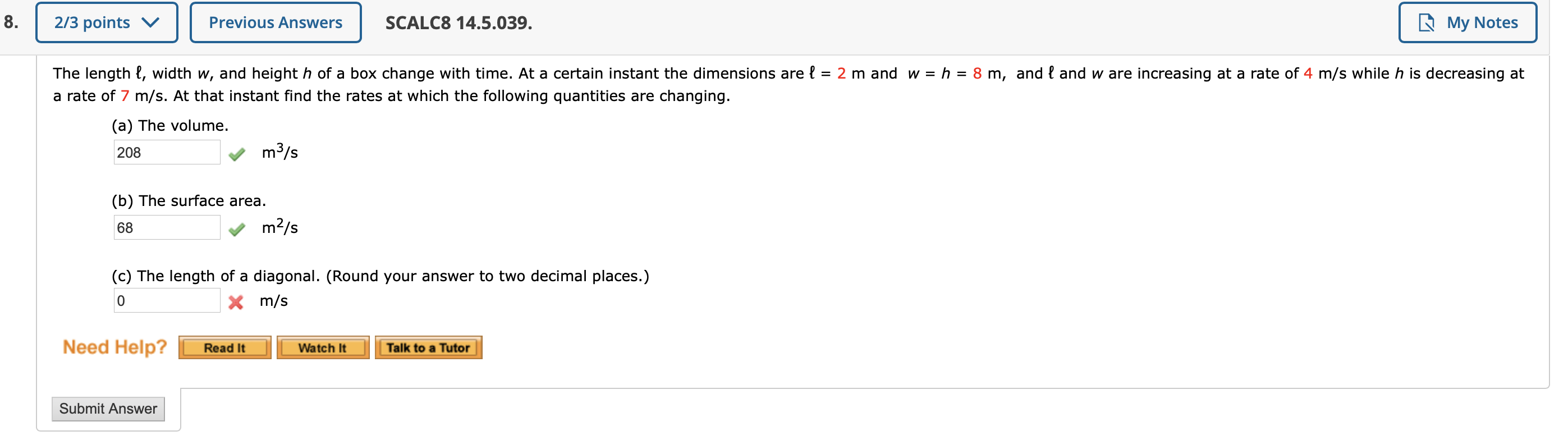 Solved 8 2 3 Points V Previous Answers Scalc8 14 5 039 Chegg Com