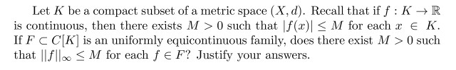 Solved Let K Be A Compact Subset Of A Metric Space X D 7427