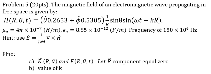 Solved Problem 5 (20pts). The magnetic field of an | Chegg.com