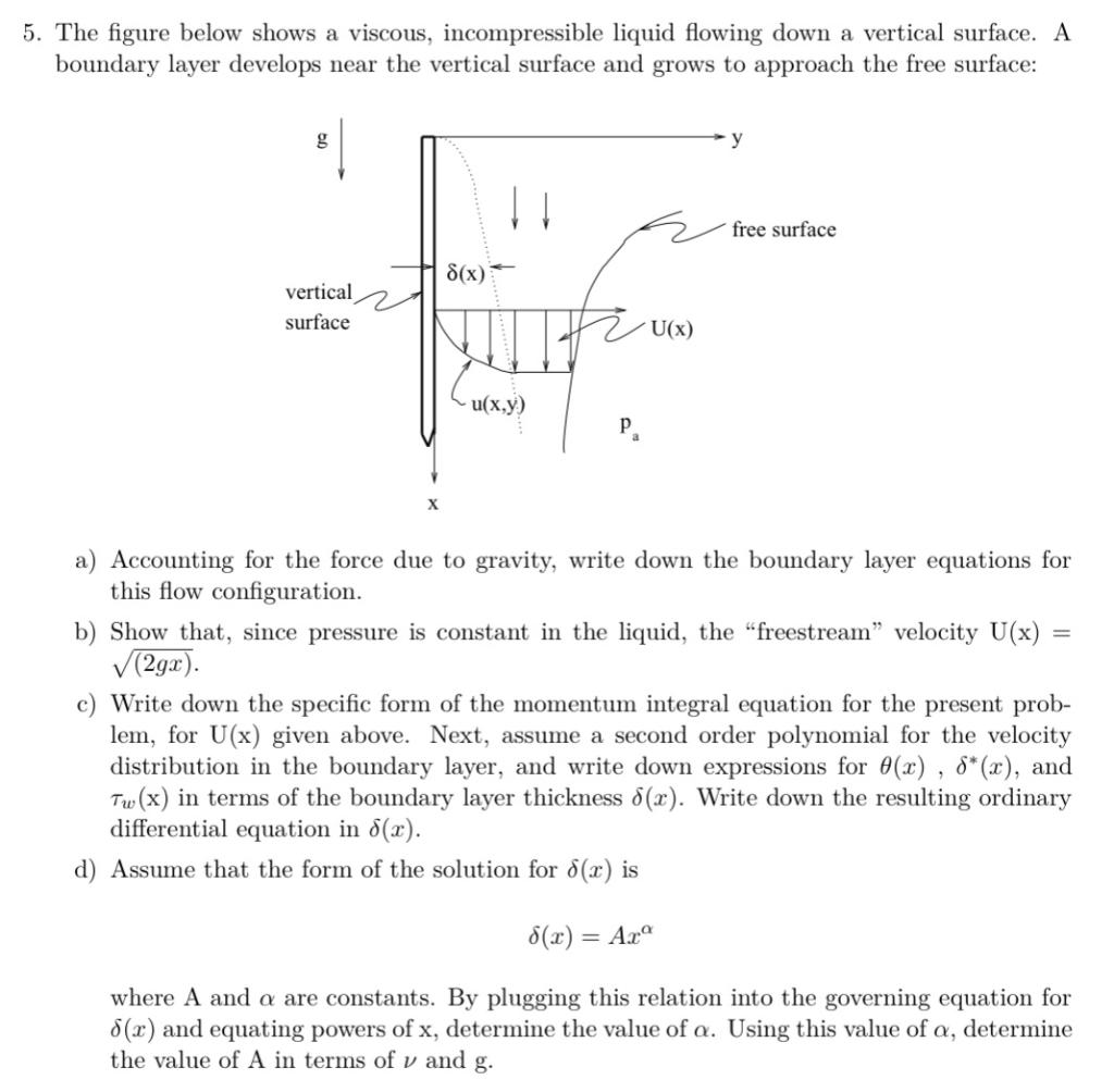 Solved 5. The figure below shows a viscous, incompressible | Chegg.com