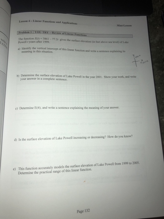 Solved Lesson 4 -Linear Functions and Applications | Chegg.com
