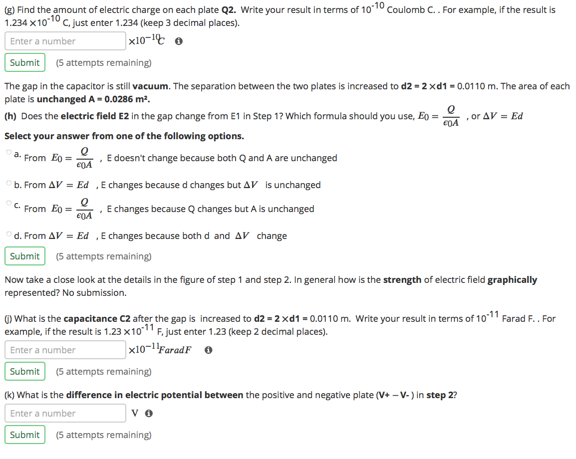 Solved C K D Capacitance 1 Disconnected From Battery Fo Chegg Com