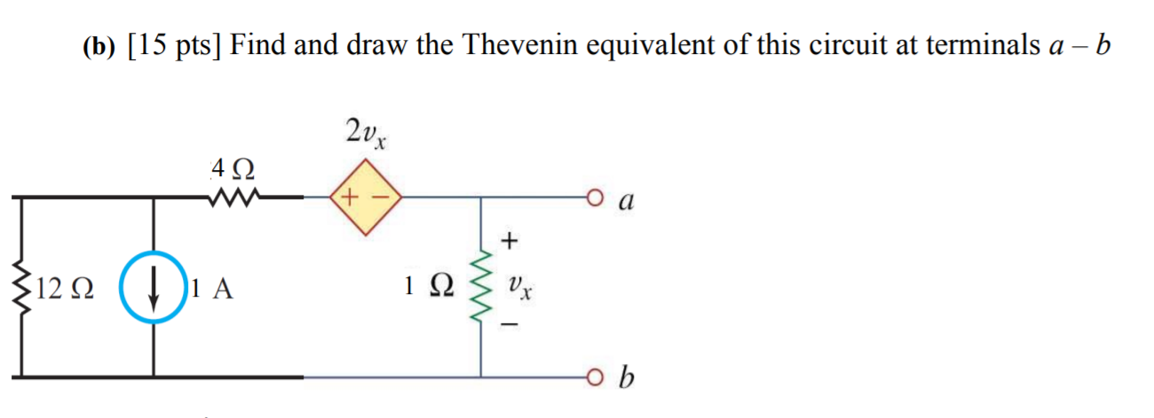 Solved (b) [15 Pts] Find And Draw The Thevenin Equivalent Of | Chegg.com