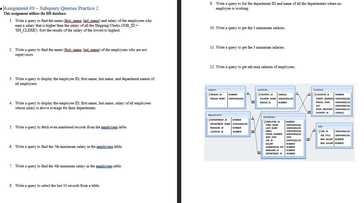 Solved 9. Write a query to list the department ID and name | Chegg.com