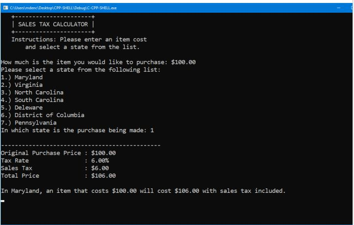 Solved Write a program that calculates sales tax for an item | Chegg.com