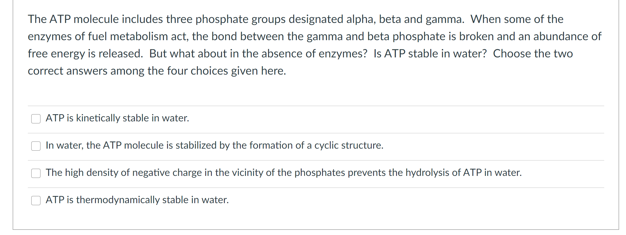 1 a molecule of atp has phosphate groups attached to it