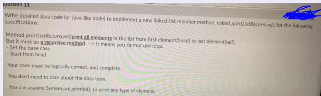 Solved question 11 Write detailed Java code (or Java-like | Chegg.com
