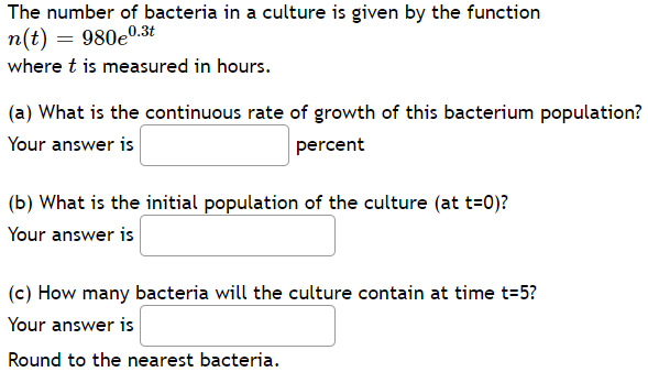 Solved The number of bacteria in a culture is given by | Chegg.com