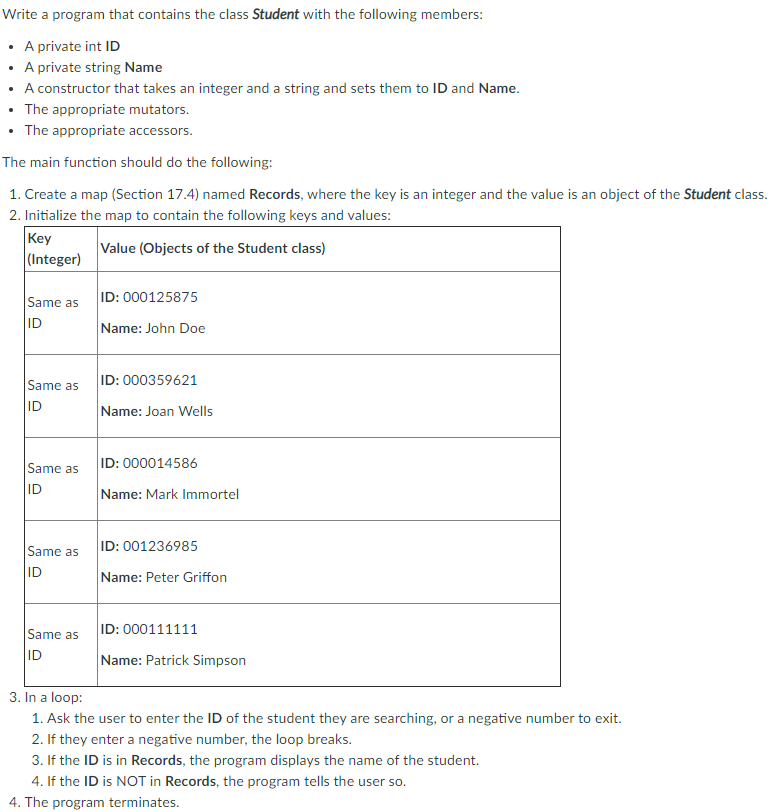 Solved Write a program that contains the class Student with | Chegg.com