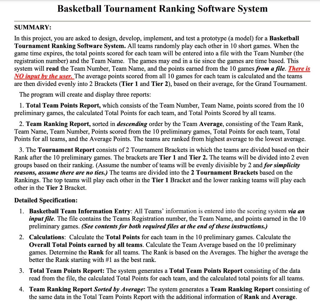 Basketball Tournament Software