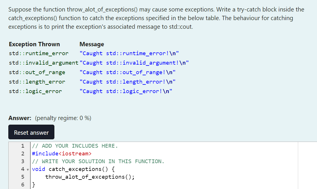 Solved Suppose the function throw_alot_of_exceptions() may