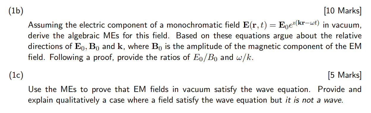 Solved could you awnser all parts of this electrodynamics | Chegg.com