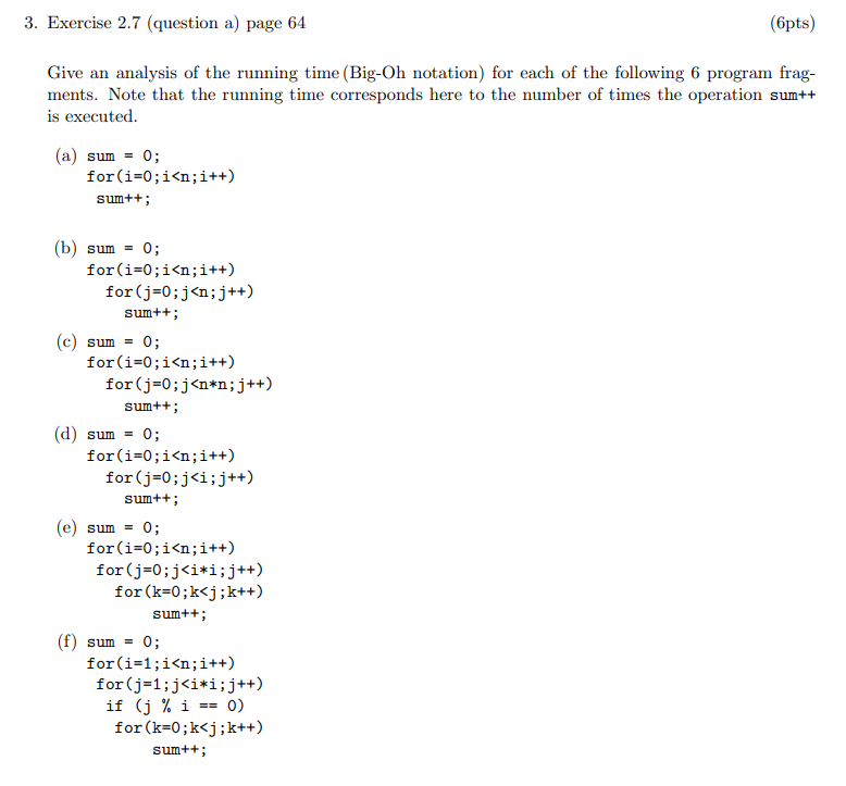 Solved 3. Exercise 2.7 (question a) page 64 (6pts) Give an | Chegg.com