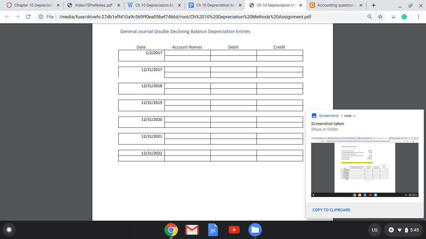 Solved Chapter 10 Depreciatic X Video 15PreNotes.pdf X W Ch | Chegg.com