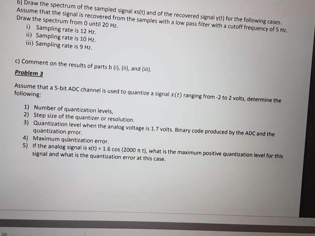 Solved B) Draw The Spectrum Of The Sampled Signal Xs(t) And | Chegg.com