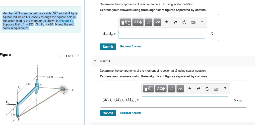 Solved Determine the components of reaction force at A using | Chegg.com