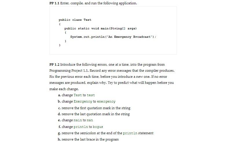 Solved Create a second project named Test using the code in | Chegg.com