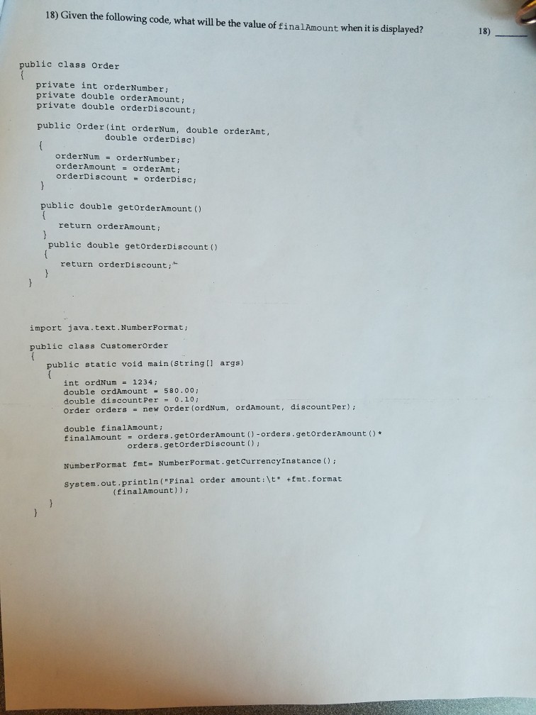 Solved 18) Given the following code, what will be the value | Chegg.com