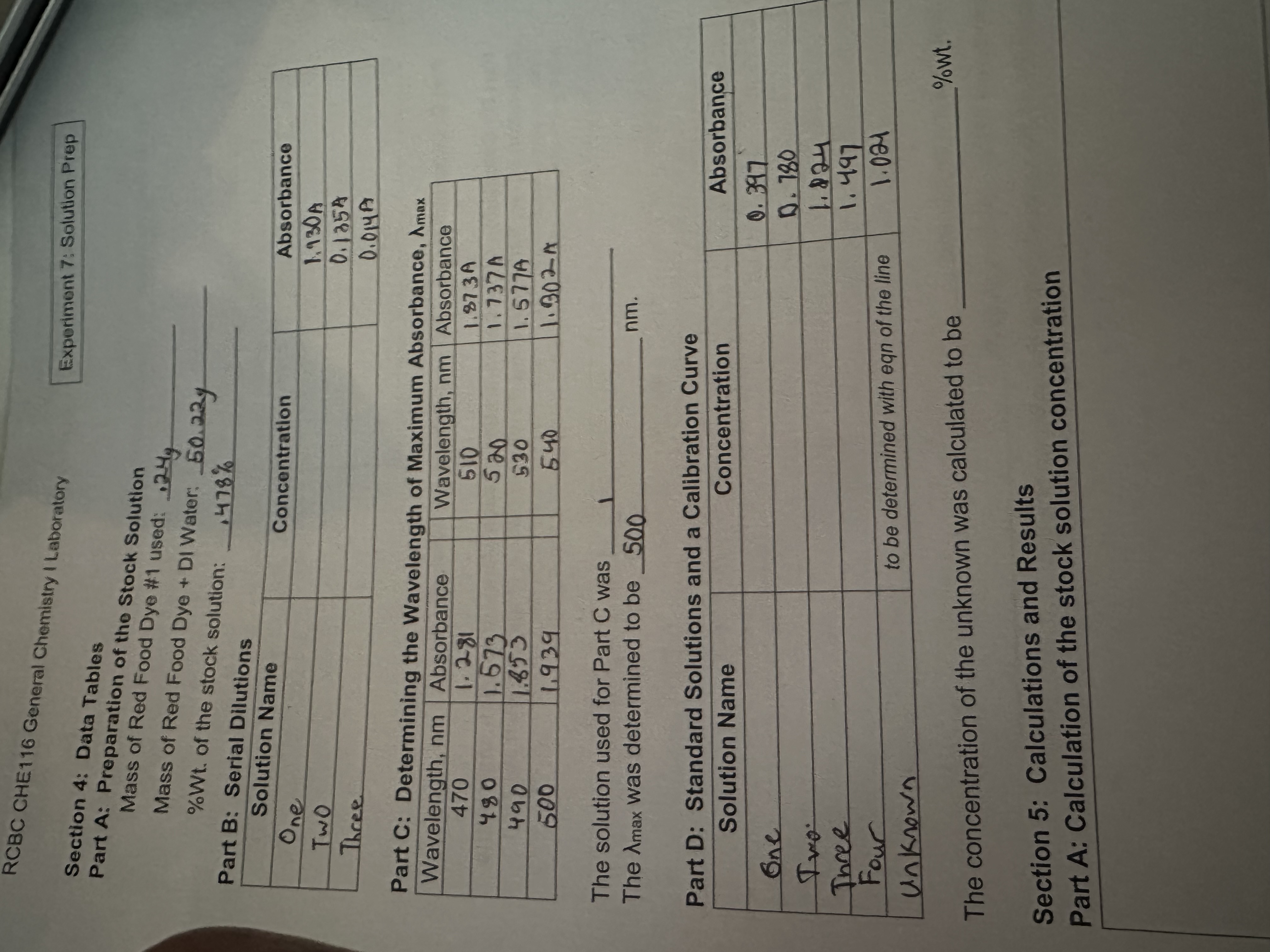Solved RCBC CHE 116 General Chemistry I Laboratory Section | Chegg.com