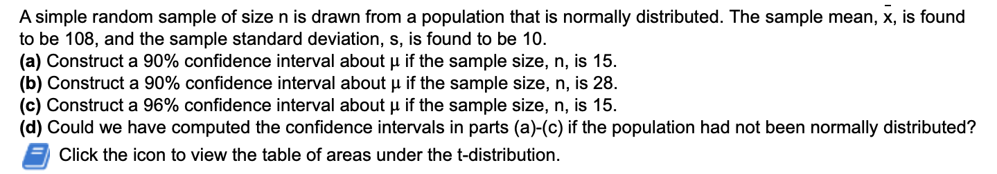 Solved A simple random sample of size n is drawn from a | Chegg.com