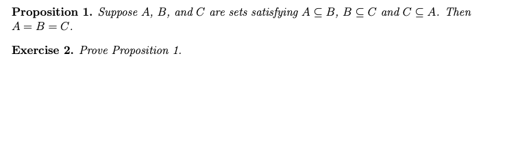 Solved Proposition 1. Suppose A, B, And C Are Sets | Chegg.com