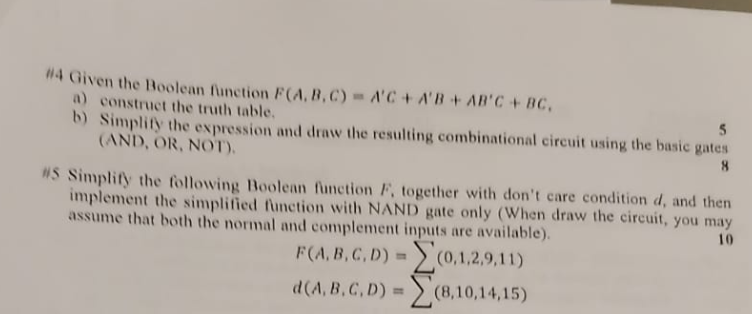 Solved "Given The Boolean Function F(A,B,C) - AC + AB + ABC | Chegg.com