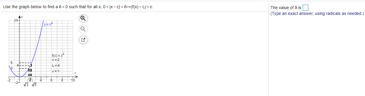 Solved Use the graph below to find a 8 >0 such that for all | Chegg.com
