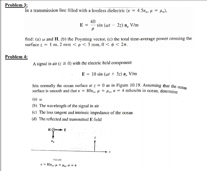 Solved Problem 1 A Plane Wave Propagating Through A Medi Chegg Com