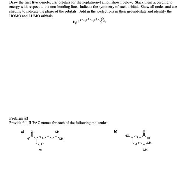 Solved Draw the first five - molecular orbitals for the | Chegg.com