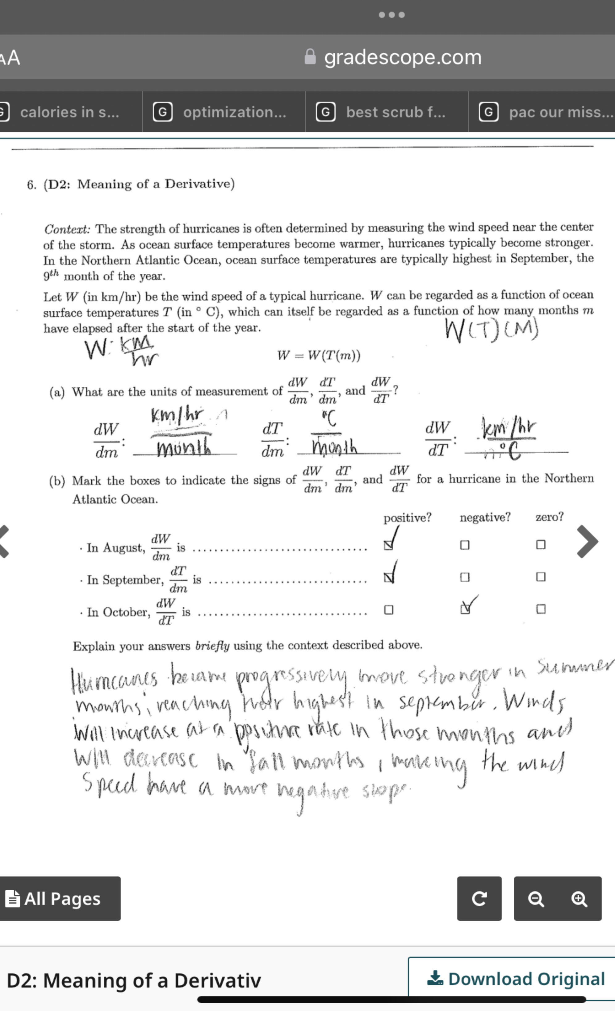 Solved (D2 Meaning of a Derivative)Context The strength of