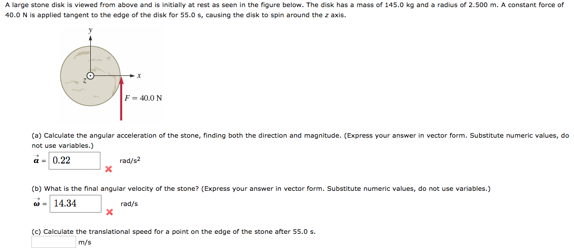 Solved A Large Stone Disk Is Viewed From Above And Is Ini Chegg Com