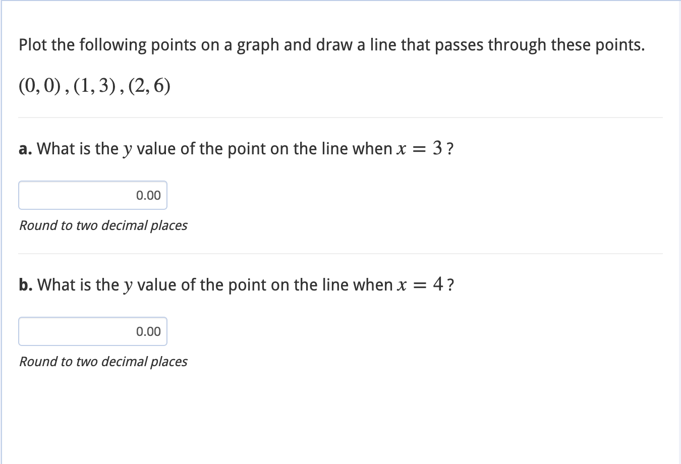 Solved Plot the following points on a graph and draw a line | Chegg.com