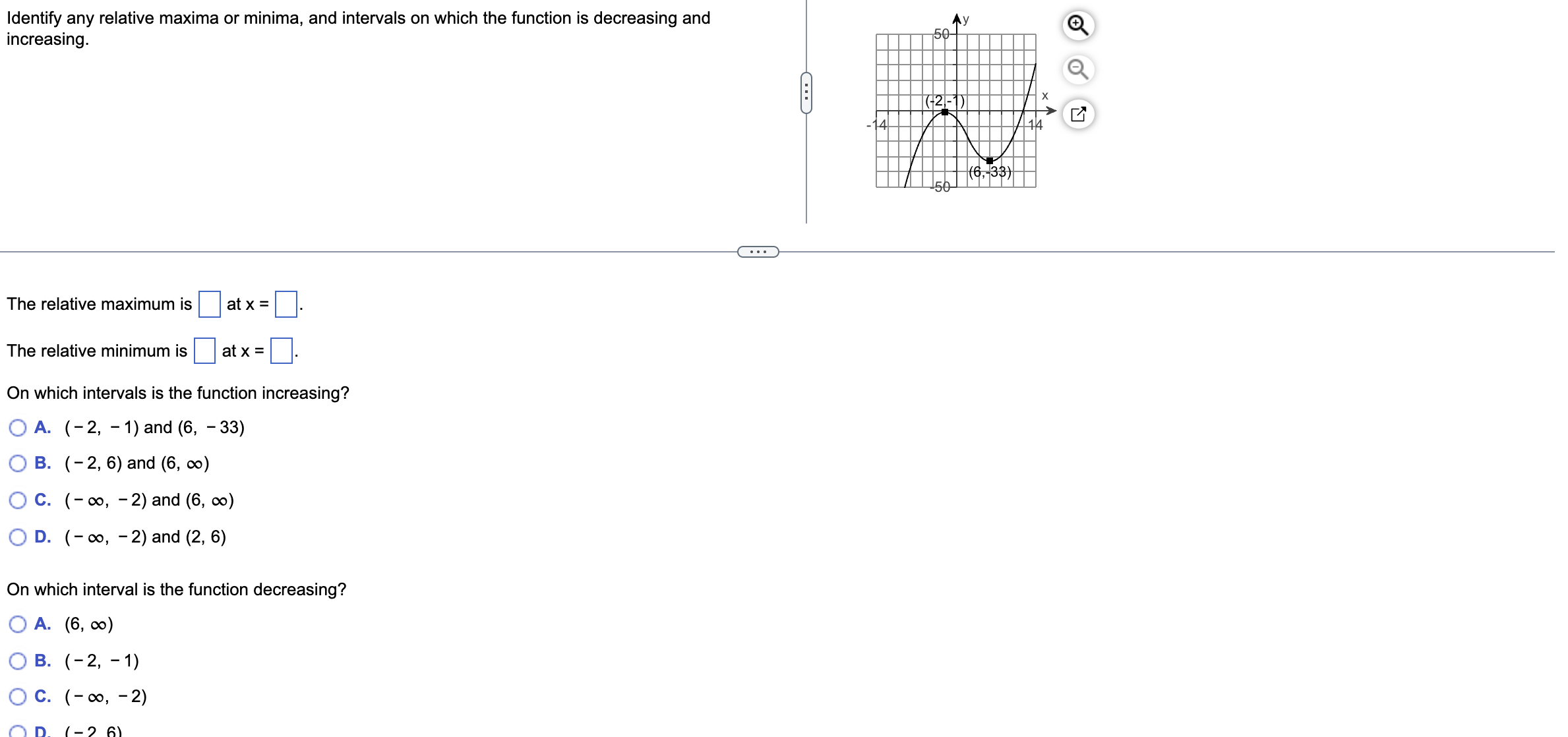 Solved Identify Any Relative Maxima Or Minima And Intervals 8108